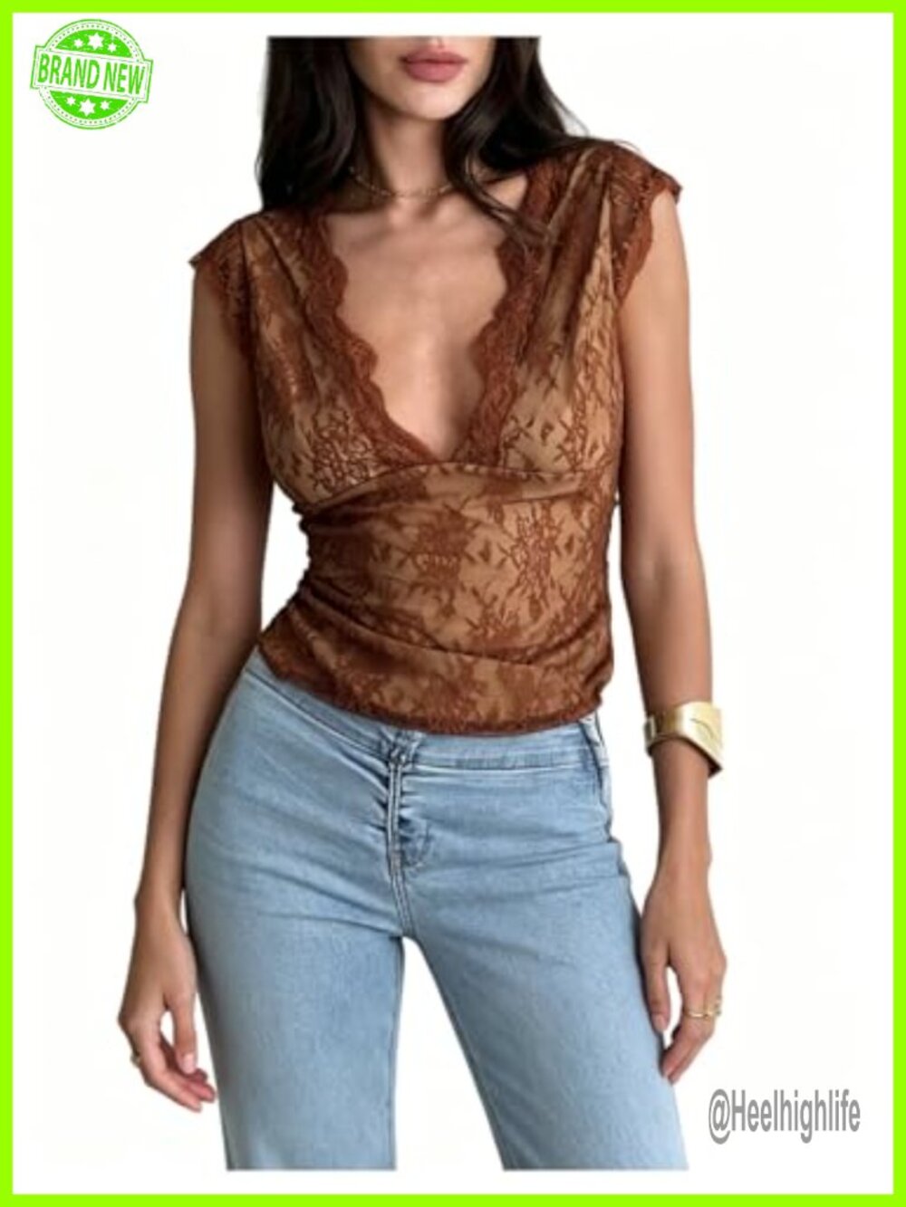 Women's Floral Lace Mesh Backless Tank Top Sleeveless
